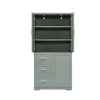 Simplie Fun Tall And Wide Storage Cabinet With Doors For Bathroom/Office, Three Drawers