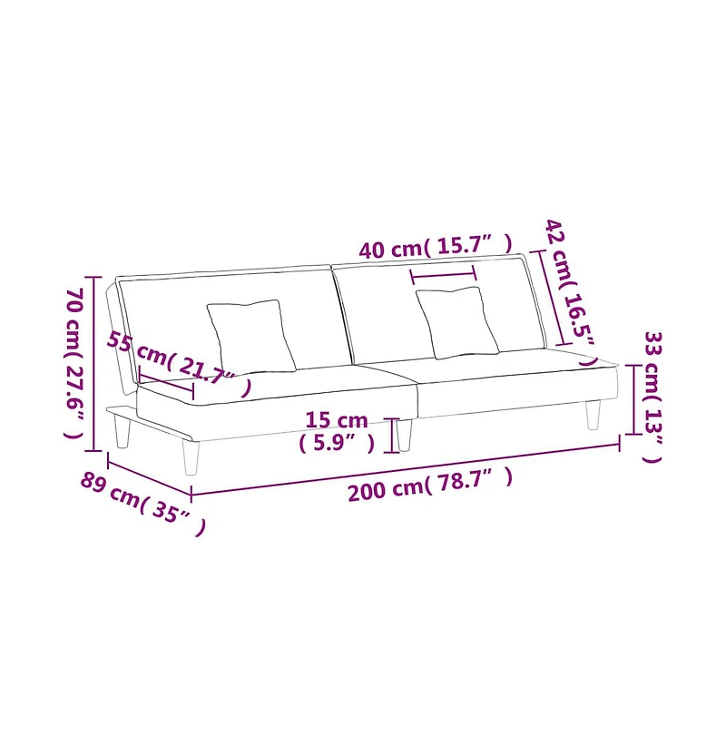 vidaXL Sofa Bed Black Fabric
