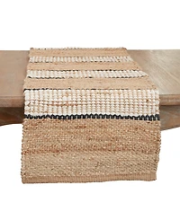 Saro Lifestyle Earthy Jute Stripe Table Runner, 16"x72"