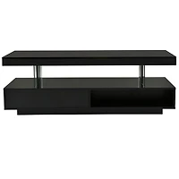 Simplie Fun Modern White Led Coffee Table with Storage, 2 Drawers, and Shelves