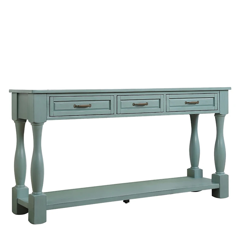 Streamdale 63" Wood Console Table with Drawers & Shelf, Easy Assembly