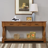 Streamdale 63" Wood Console Table with Drawers & Shelf, Easy Assembly