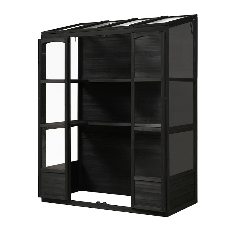 Simplie Fun 78" Wooden Greenhouse Cold Frame with Skylights, Shelves