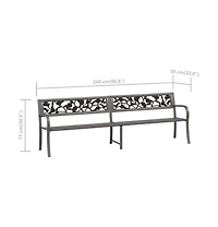 vidaXL Twin Patio Bench 96.9" Gray Steel