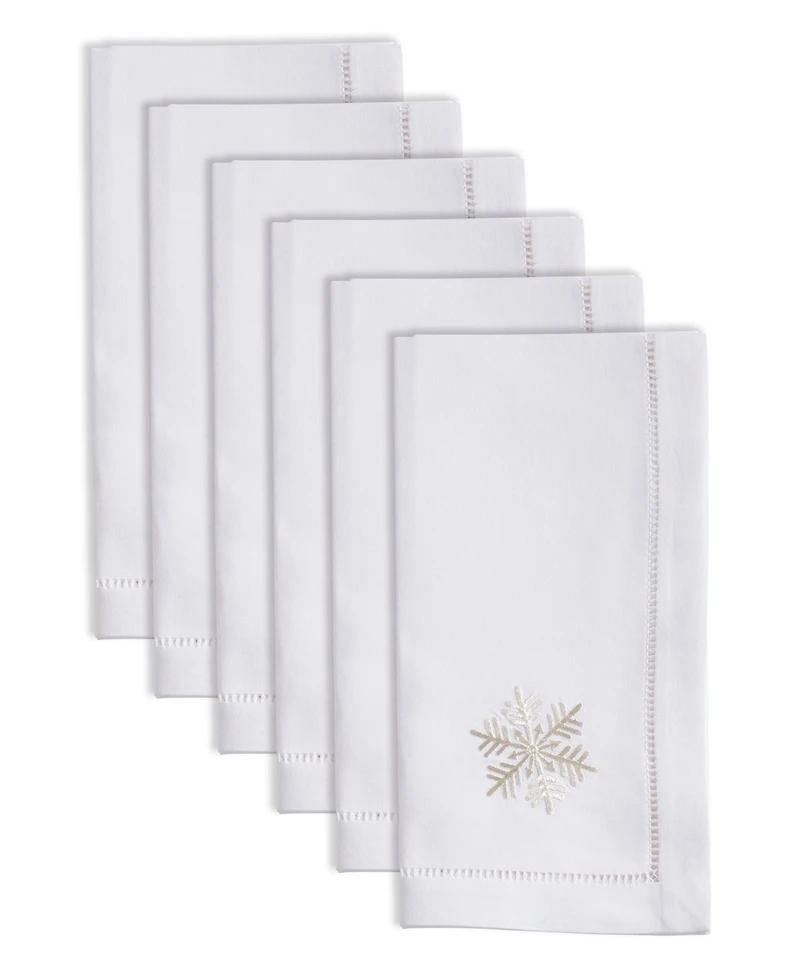 Saro Lifestyle Snowy Delight Embroidered Napkin Set of 6, 20"x20"