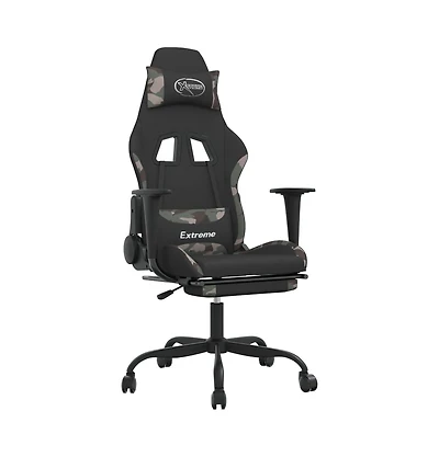 vidaXL Gaming Chair with Footrest Black and Camouflage Fabric