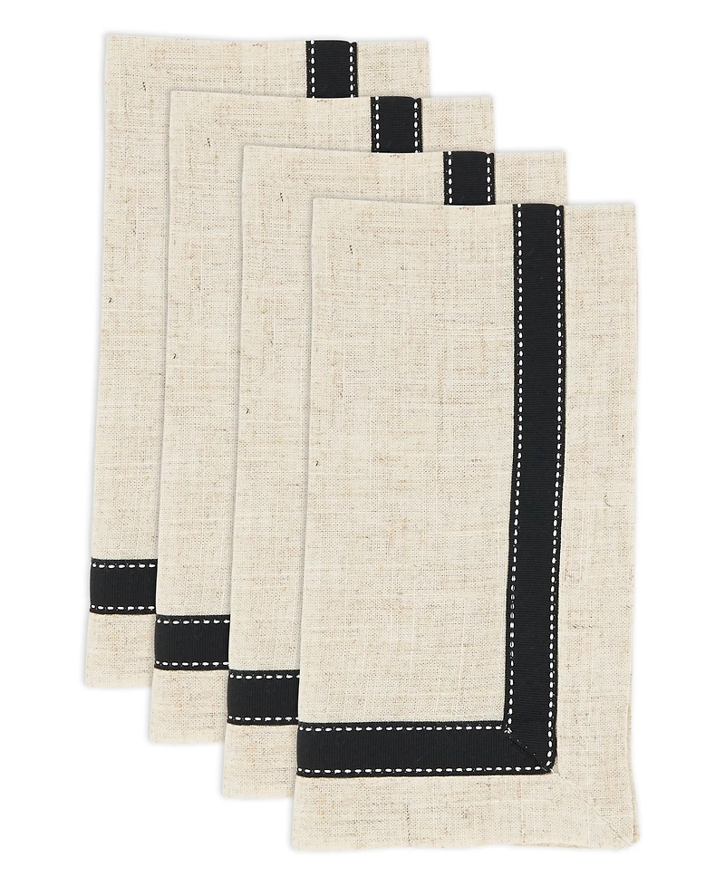 Saro Lifestyle Grosgrain Accent Napkin Set of 4, 20"x20"