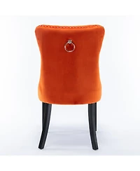 Modern Velvet Upholstered Dining Chair Set, Orange