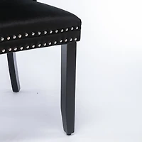 Streamdale Furniture Contemporary Velvet Dining Chairs, Black, 2-Pcs Set