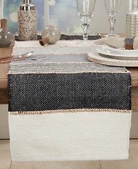 Saro Lifestyle Jute Accent Stripe Table Runner, 16"x72"