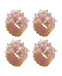 Saro Lifestyle Beaded Petal Delight Resin Napkin Ring Set of 4,