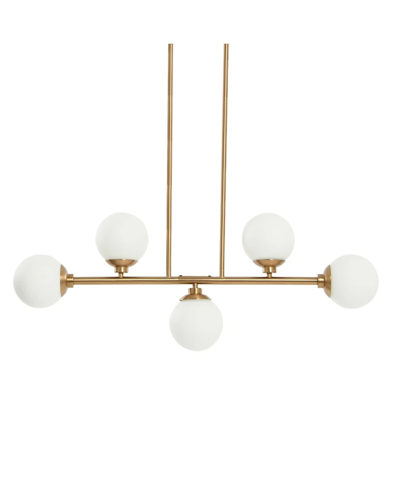 Robert Stevenson Lighting Lorne - Metal and Frosted Glass 5-Light Chandelier Brushed Gold