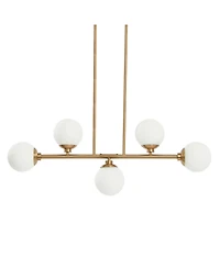 Robert Stevenson Lighting Lorne - Metal and Frosted Glass 5-Light Chandelier Brushed Gold