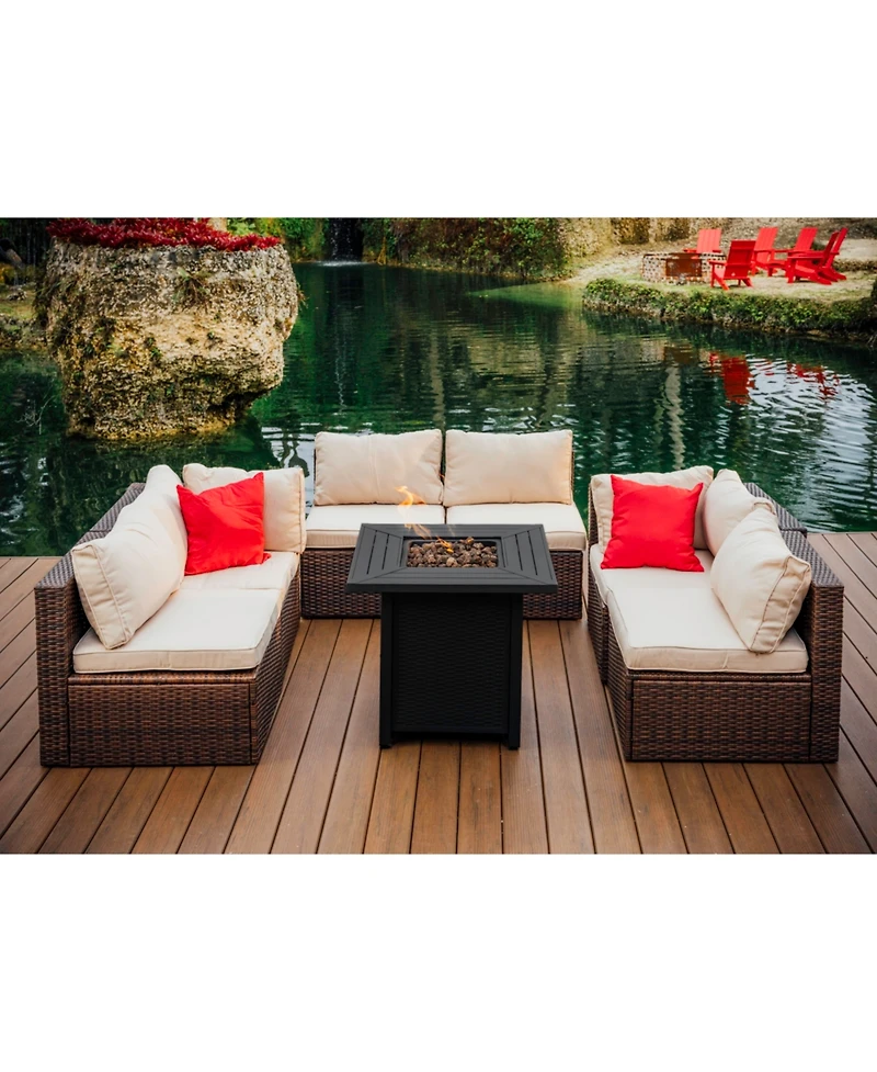 Nestl 28" Wicker Rattan Fire Pit Table - Grey