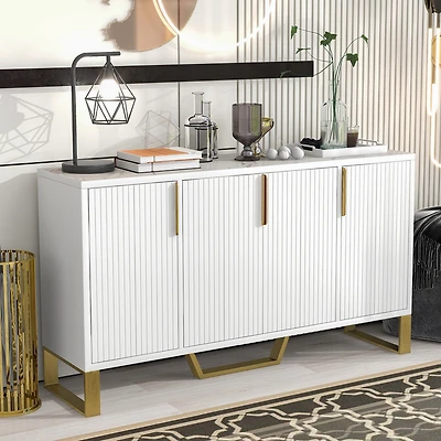 Streamdale Modern Sideboard 4 Doors, Adjustable Shelves