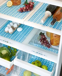 Design Imports Fridge Liner Collection Non-Adhesive, Cut to Fit, 12x24", Bright Blue Herringbone, 6 Piece