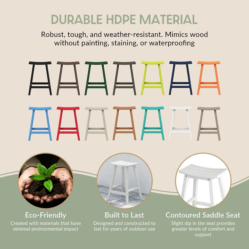 Outdoor Patio Adirondack Counter Height Stool Chair Set of 2