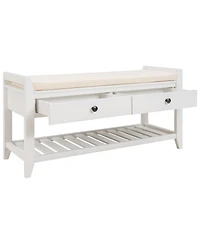 Simplie Fun Shoe Rack With Cushioned Seat And Drawers, Multipurpose Entryway Storage Bench (White)