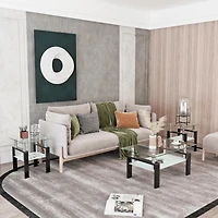 Streamdale Modern Tempered Glass Square Coffee Table Set
