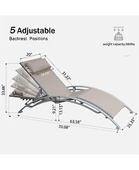 Simplie Fun Khaki Outdoor Chaise Lounge Set - 2 Chairs