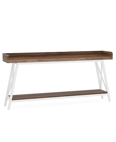 Tribesigns 63" Console Table, Farmhouse Entryway Table, Wooden Rectangular Sofa Table Behind The Couch, Rustic Brown