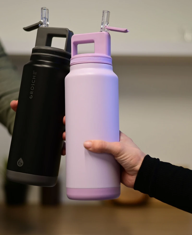 Grosche Alpine Flip 'N Sip Insulated, Leakproof Water Bottle with Straw