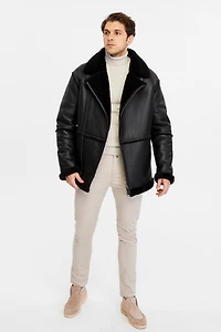 Furniq Uk Men's Fashion Leather Jacket Wool, Dark Brown
