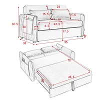 Streamdale 55" Convertible Sofa Bed with Detachable Pockets