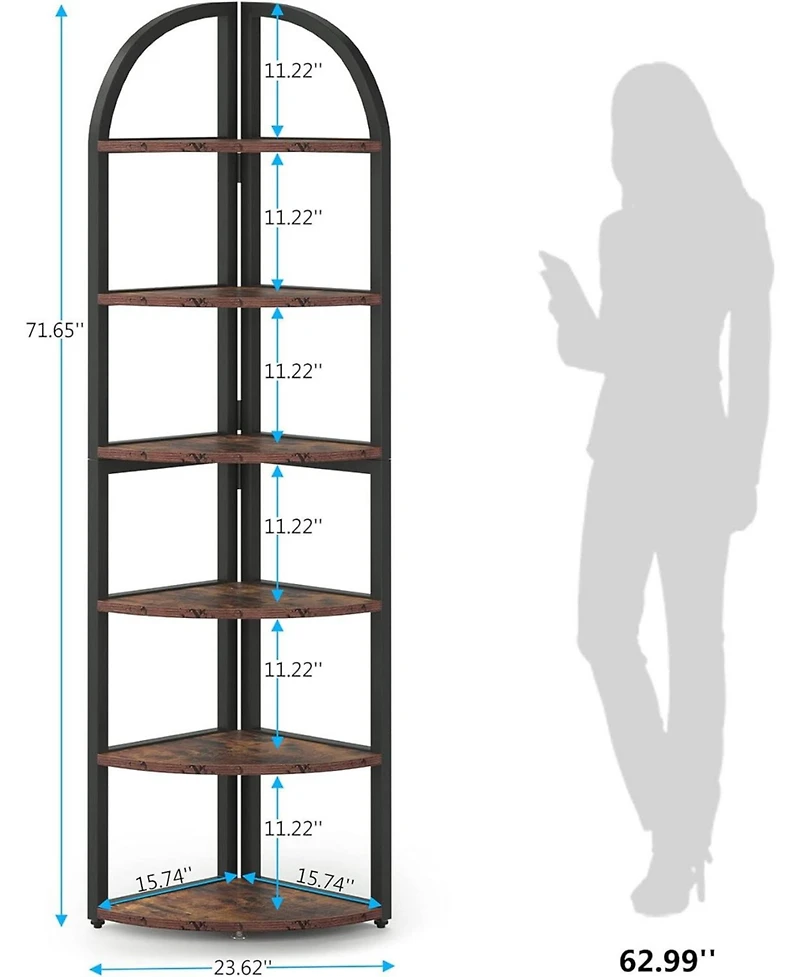 Tribesigns 6 Tier Corner Shelf, 71 inch Tall Corner Bookshelf for Small Space, Rustic Plant Stand Display Rack for Living Room, Home Office,Kitchen