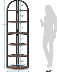 Tribesigns 6 Tier Corner Shelf, 71 inch Tall Corner Bookshelf for Small Space, Rustic Plant Stand Display Rack for Living Room, Home Office,Kitchen