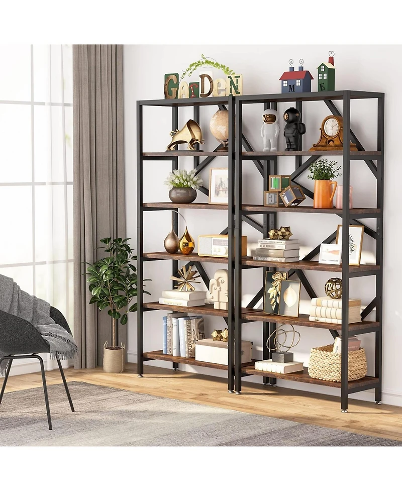 Tribesigns 71 Inch Industrial Bookshelf, 6 Shelf Etagere Bookcase, Free Standing Open Book Shelves Storage Display Shelf for Bedroom Home Office Livin