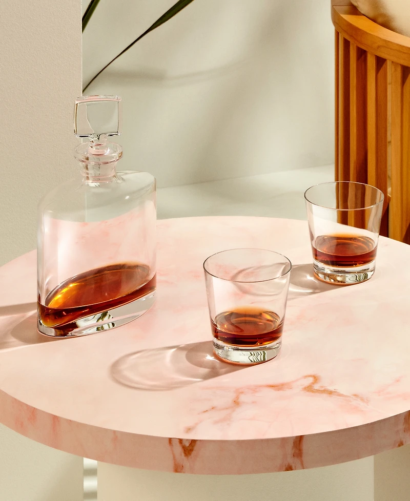 Nude Glass Square Whisky Bottle with Tumblers, Set of 3
