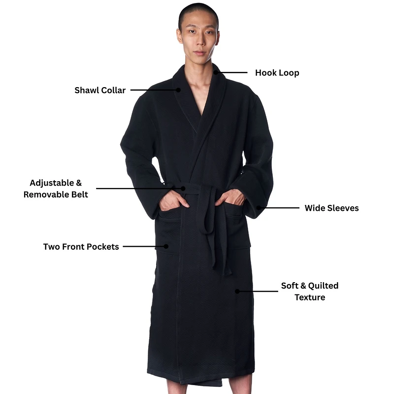 Alpine Swiss Men's Cotton Blend Shawl Robe Lightweight Kimono Knit Spa Bathrobe