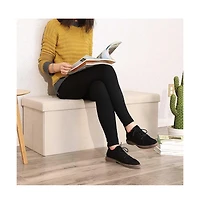 Folding Storage Ottoman Bench with Divider and Lid for Bedroom or Living Room