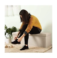 Folding Storage Ottoman Bench with Divider and Lid for Bedroom or Living Room