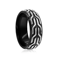 Stainless Steel Black and Silver Designed Ring