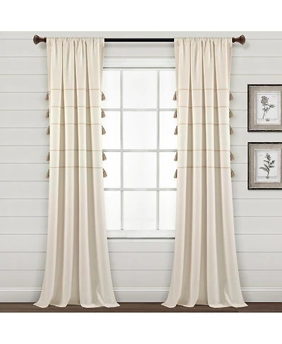 Lush Decor Farmhouse Boho Stripe Woven Tassel Yarn Dyed Cotton Window Curtain Panels