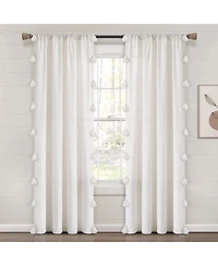 Lush Decor Boho Faux Linen Texture Tassel Window Curtain Panel