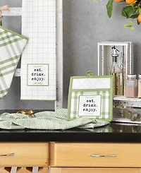 Design Imports Home Sweet Farmhouse Kitchen Collection, Potholder/Oven Mitt/Dishtowel Set, Antique Green, 4 Count