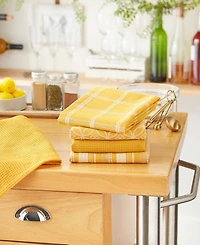 Design Imports Assorted Woven Kitchen Set, Dishtowel, 18x28", Dishcloth, 13x13", Honey Gold, 5 Piece