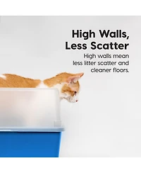 Iris Usa Usa Open Top Cat Litter Tray with Scoop and Scatter Shield, Cat Litter Pan, Blue