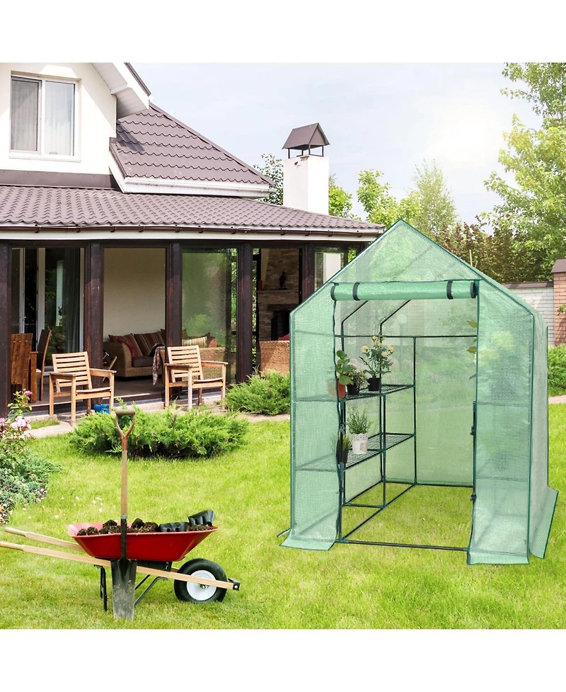 Slickblue 8 shelves Mini Walk In Greenhouse Outdoor Gardening Plant Green House