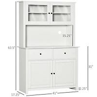 Homcom 63.5" Buffet with Hutch, Kitchen Pantry W/ Shelves, Antique