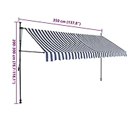 Manual Retractable Awning with Led 137.8" Blue and White