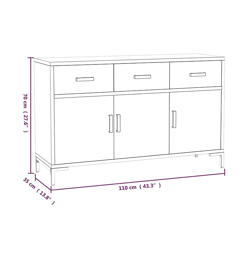 Sideboard Brown 43.3"x13.8"x27.6" Solid Wood Pine