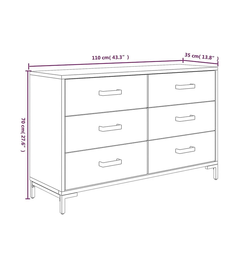 Sideboard Brown 43.3"x13.8"x27.6" Solid Wood Pine