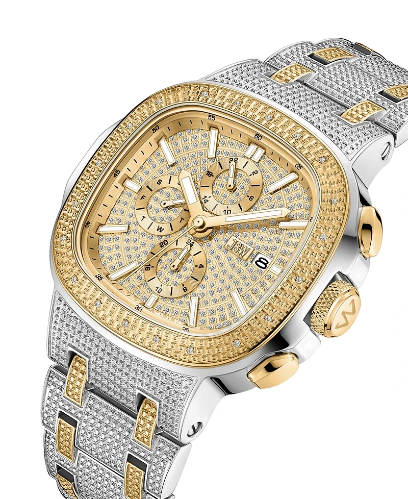 Jbw Men's Diamond (1/5 ct. t.w.) Watch in 18k Gold-Plated Two-tone Stainless-steel Watch 48mm