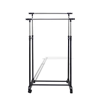 vidaXL Adjustable Clothes Rack 4 Castors 2 Hanging Rails