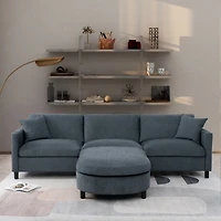 Streamdale Furniture 107.87'Sectional Sofa Couch With 1 Ottoman, Seat Cushion And Back Cushion Removable