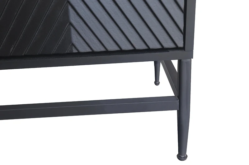 Streamdale Black Lacquered Wooden Sideboard Buffet Cabinet
